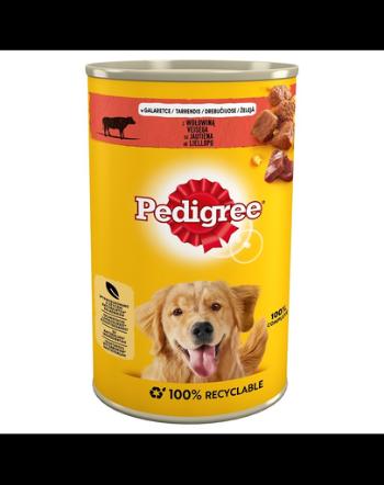 PEDIGREE Hrană umedă cu vită în aspic 10 x 1,2 kg + 2 GRATIS