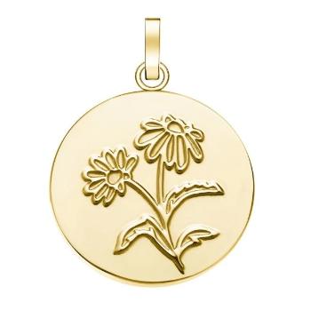 Rosefield Încântător pandantiv placat cu aur PE-Gold-Daisy Flower Coin