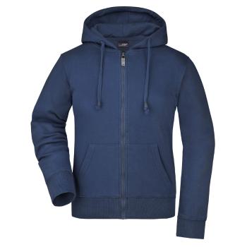 James & Nicholson (Daiber) Dámska mikina na zips s kapucňou JN053 - Tmavomodrá | L