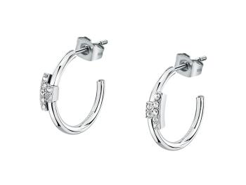 Trussardi Cercei rotunzi de oțel cu zirconii T-Logo TJAXC86