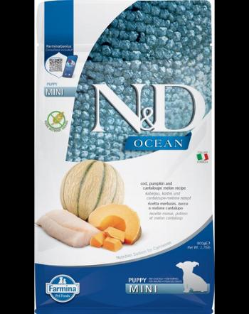 FARMINA N&amp;D Ocean Hrana uscata pentru catei de talie mica, cu cod, dovleac si pepene galben 800 g