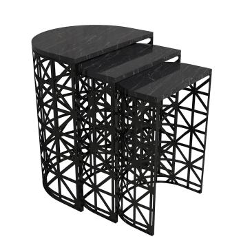Masă pliabilă Stil Black Marble, 3 buc, negru