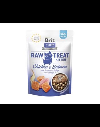 BRIT Recompense pisoi Care Raw Treat Freeze Dried Kitten 40 g pui si somon liofilizat cu probiotice