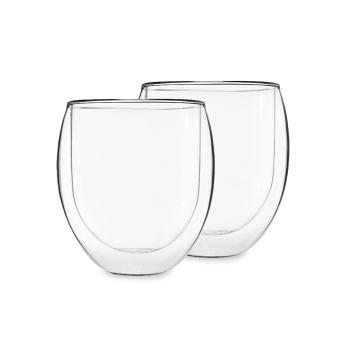 Feelino Set de gheață 2, cești de ceai, set de 2, 320 ml, sticlă borosilicată de înaltă calitate, sigură pentru mașina de spălat vase