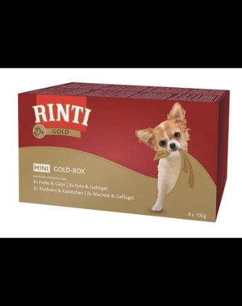 RINTI Gold Multibox Mini tavi hrana caini rasa mica 16x100g pui si gasca, curcan si iepure, rata si pasari, prepelita si pasari