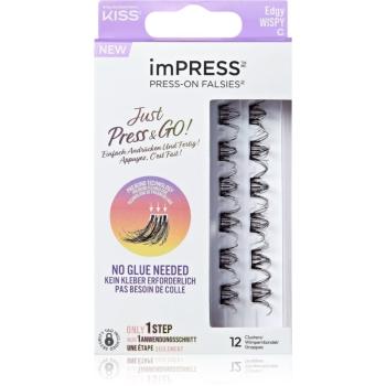 KISS imPRESS Just Press & GO ! pachet cu gene fără noduri autoadezive Edgy Whispy C 12 buc