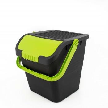 Coș de gunoi pentru deșeuri sortate Practic, 35 l,capac verde, verde