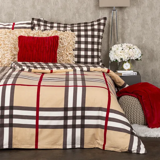 Lenjerie de pat din flanelă 4Home Cub, bej, 140 x 200 cm, 70 x 90 cm