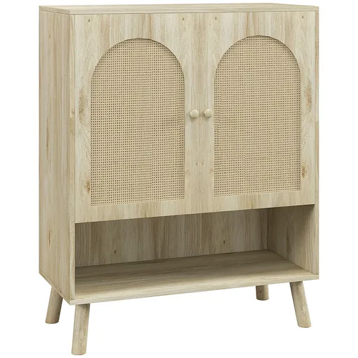 HOMCOM Dulap de depozitare Boho cu uși decorative din ratan | Aosom Romania
