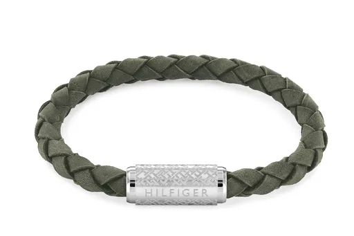 Tommy Hilfiger Brățară elegantă verde din piele Eplore the braid 2790481