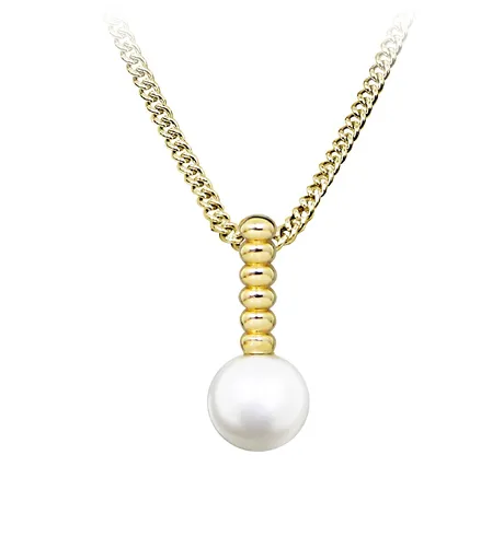 Silver Cat Colier fermecător placat cu aur cu perlă autentică SC579 (lănțișor, pandantiv)