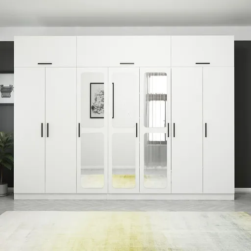 Dulap pentru haine, Hanah Home, Kale, 315x235x52 cm, Alb