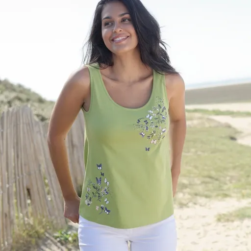 Top cu imprimeu central cu fluture