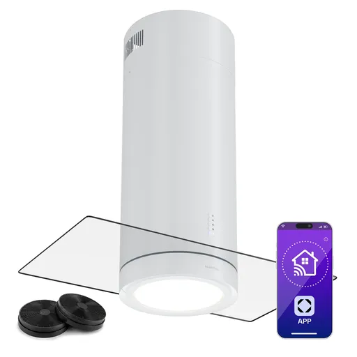 Klarstein Beretta Premium Smart, hotă tip insulă, 544 m³/h, aparat, extracție/recirculare, LED, filtru cu carbon activat