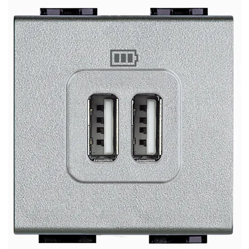 Incarcator USB 5 Vdc Bticino Living Light NT4285C2, argintiu