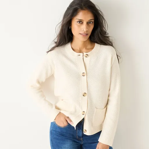 Pulover cu nasturi, cu model perlat