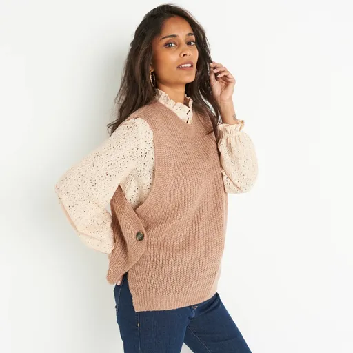 Vestă cu nasturi pe laterale