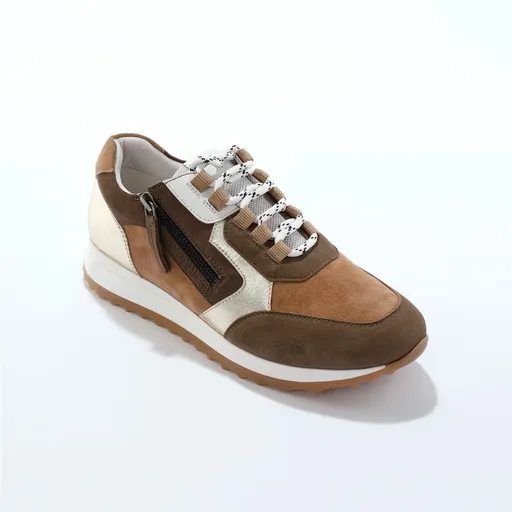 Adidași din piele cu inserții contrastante, cu fermoar