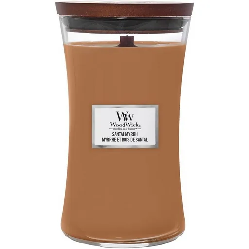 Lumânare parfumată vază mare WoodWick Santal Myrrh, 609 g