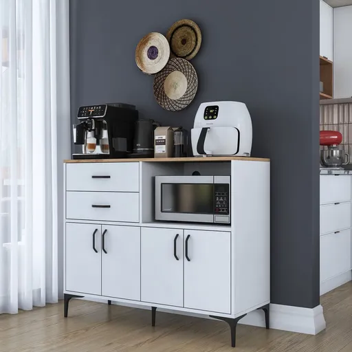 Dulap de bucatarie, Hanah Home, JE206, 120x98.6x45 cm, Nuc/Alb