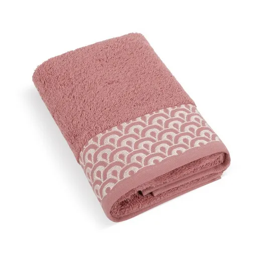 Bellatex Prosop din bumbac terry cu dantelă, 50 x100 cm, roz vechi, 50 x 100 cm