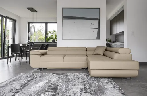 Coltar extensibil dreapta 4 locuri, ELTAP, Anton, 272x203x85 cm, lemn/poliester, bej inchis