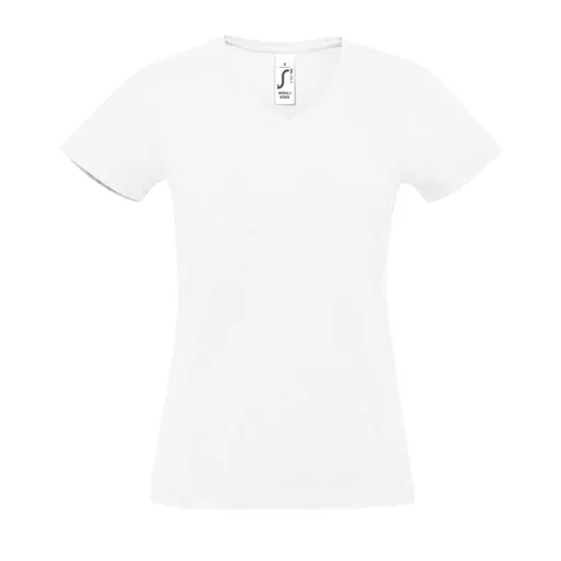 Tricou cu guler în V din bumbac pentru femei