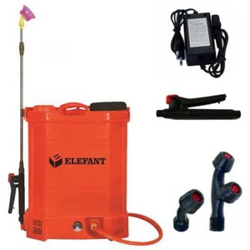 Pompa de stropit cu acumulator, Vermorel electric - Elefant, 16 litri, 6 bar, regulator, lance 85 cm, 3 duze