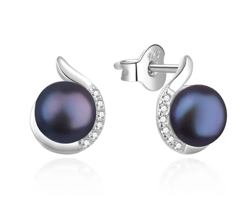 Agato Cercei eleganți din argint cu perlă naturală și zirconii AGT-E219PW-PBK