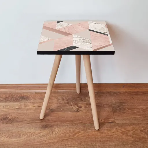 Masuta, Hanah Home, Shp317, 35x42x35 cm, Roz / Bej / Alb / Negru