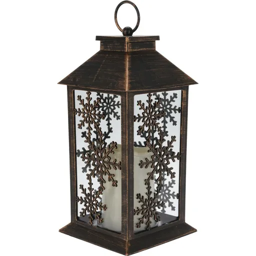 Felinar cu lumânare LED Trifle Snowflake negru,14 x 28 cm