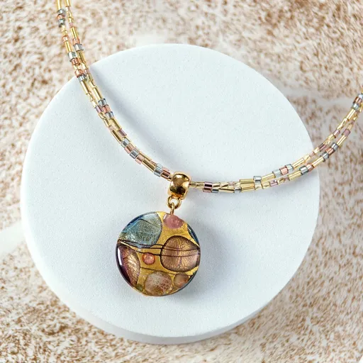 Lampglas Colier dublu Art Nouveau cu aur de 24k în perle Lampglas NP48