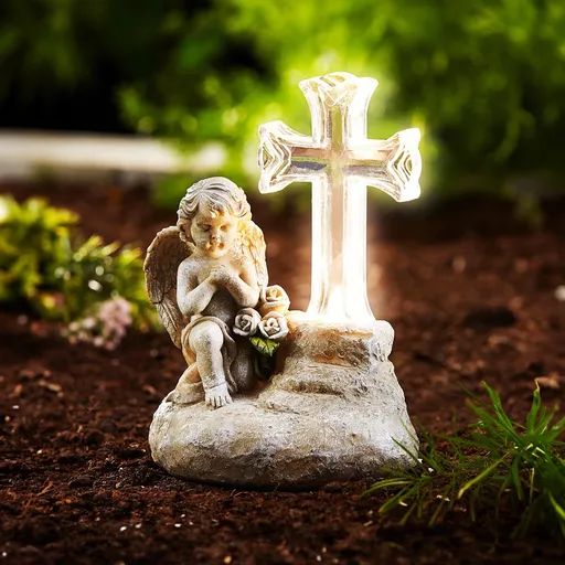 Înger cu cruce solară LED