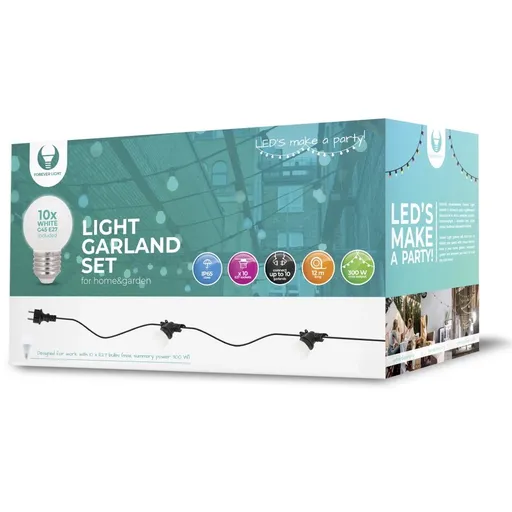 Ghirlanda luminoasa decorativa exterior Forever Light 12m cu 10 becuri LED E27, G45 culoarea alb IP65 5900495863089