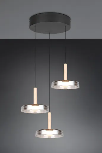 Lustra Celeste, TRIO, 35x200 cm, 7.5W, 3x SMD LED, metal, negru/gri