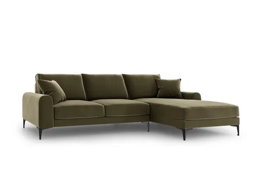 Coltar dreapta, Madara, Mazzini Sofas, 5 locuri, black legs, 254x182x90 cm, catifea, verde