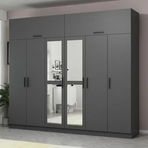 Dulap pentru haine, Hanah Home, Kale, 270x235x52 cm, Antracit