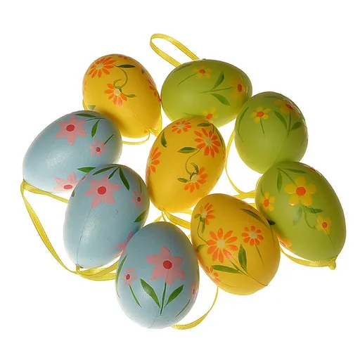 Set de ouă suspendate pentru exterior, înălțime 5cm,  9 bucăți în pachet, culori asortate