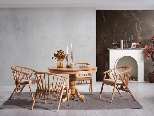 Set masa extensibila si scaune, Hanah Home, Eva, Natural