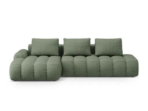 Coltar extensibil stanga 3 locuri, Linz, Cosmopolitan Design, 275x142x84 cm, cotiera dreapta, tesatura structurata, verde oliv inchis