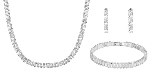 Troli Set de bijuterii tenis pentru femei cu cristale transparente (colier, brățară, cercei)