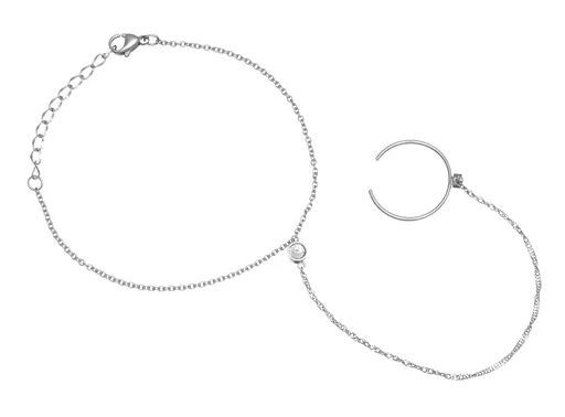 Troli Brățară fină din oțel cu pietre de zircon VSB6006S-PET