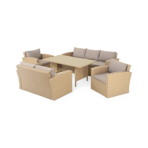 Set mobilier gradina, Rocco, ratan sintetic, natur/bej