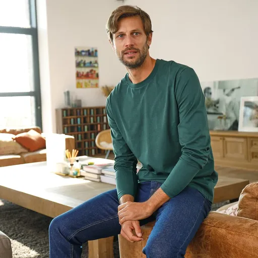 Set de 3 tricouri cu guler rotund și mânecă lungă