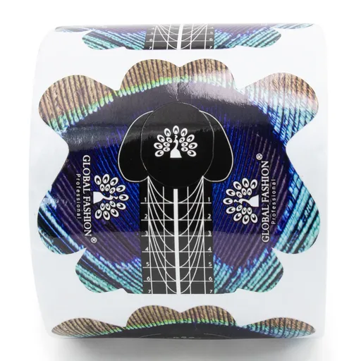 Sabloane de constructie unghii din hartie, 300 buc, imprimeu paun