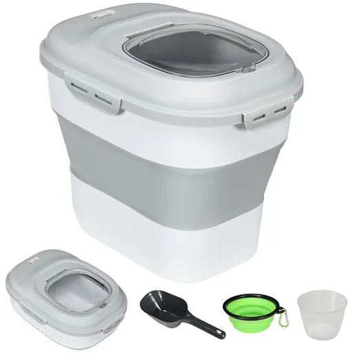 PawHut Recipient pentru Crochete de Câini Capacitate 5-25L cu Închidere Ermetică Gri | Aosom Romania