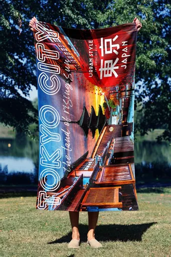 Prosop de plaja, L'essentiel Maison, Tokyo Rising Sun 70, 70x130 cm, Multicolor