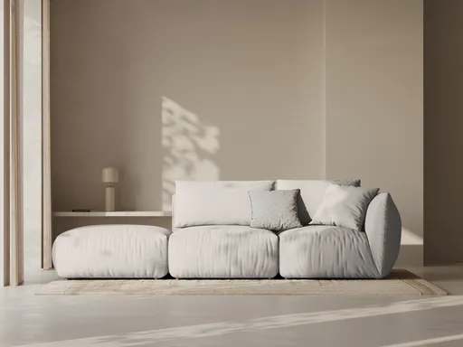 Canapea modulara 3 locuri cotiera stanga, Chris-259, Micadoni Home, 315x100x80 cm, tesatura structurata chenille, natural