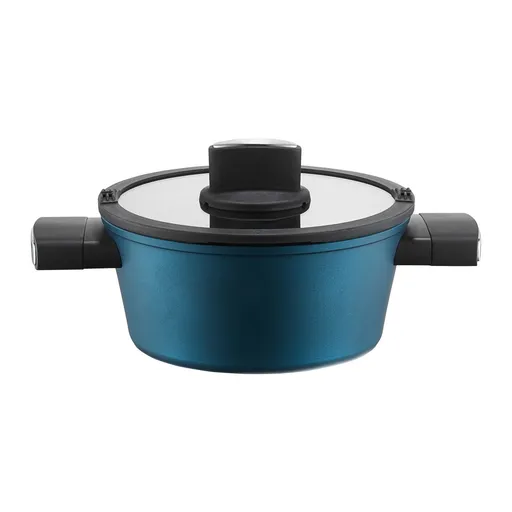 Oala cu capac Azzurro, Ambition, 20 cm, 2.3 L, aluminiu, albastru/negru