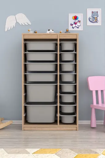 Dulap multifunctional, Hanah Home, Montana Xs 2D4N8U, 69x112.2x29.6 cm, Sonomo / Gri